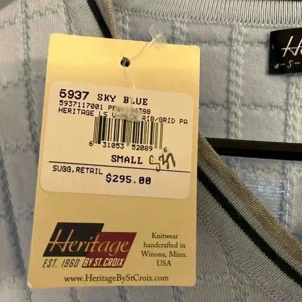 St. Croix Heritage Collection Sky Blue Size Small Sweater - Picture 4 of 4